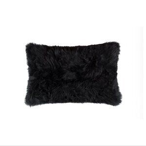 Natural Home Decor New Zealand Sheepskin Pillow | 1-Piece | Black | 12"x20"